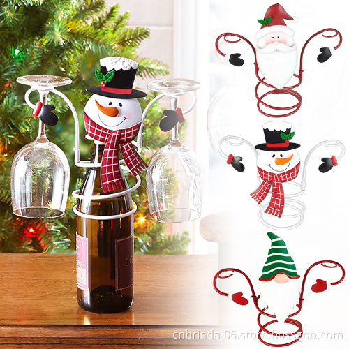 Dropshipping Christmas Wine Bottle Glass Holder Merry Christmas Decor Holder Holiday Wine Bottle Goblet Display Rack New Year